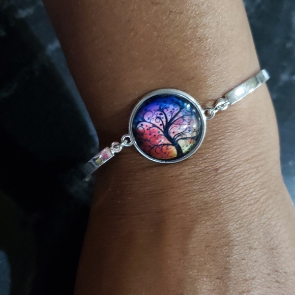 Accessories - Colorful rainbow tree of life bangle